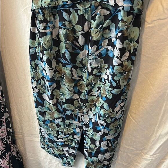 Badgley Mischka Blue Floral Collared Sheath Sz 8 *Flawed* - Picture 7 of 8